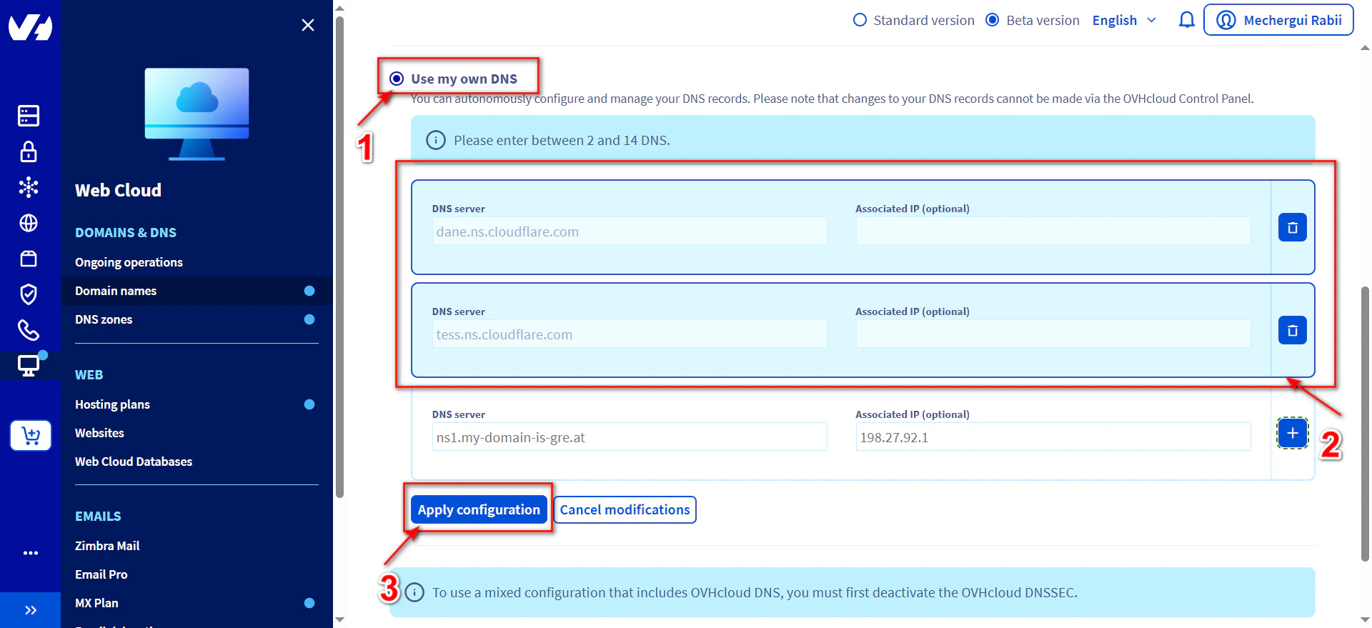 2- ovh change dns