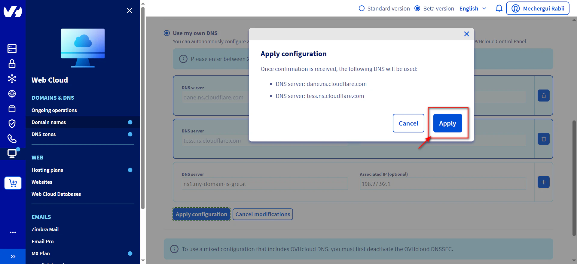 3- ovh change dns