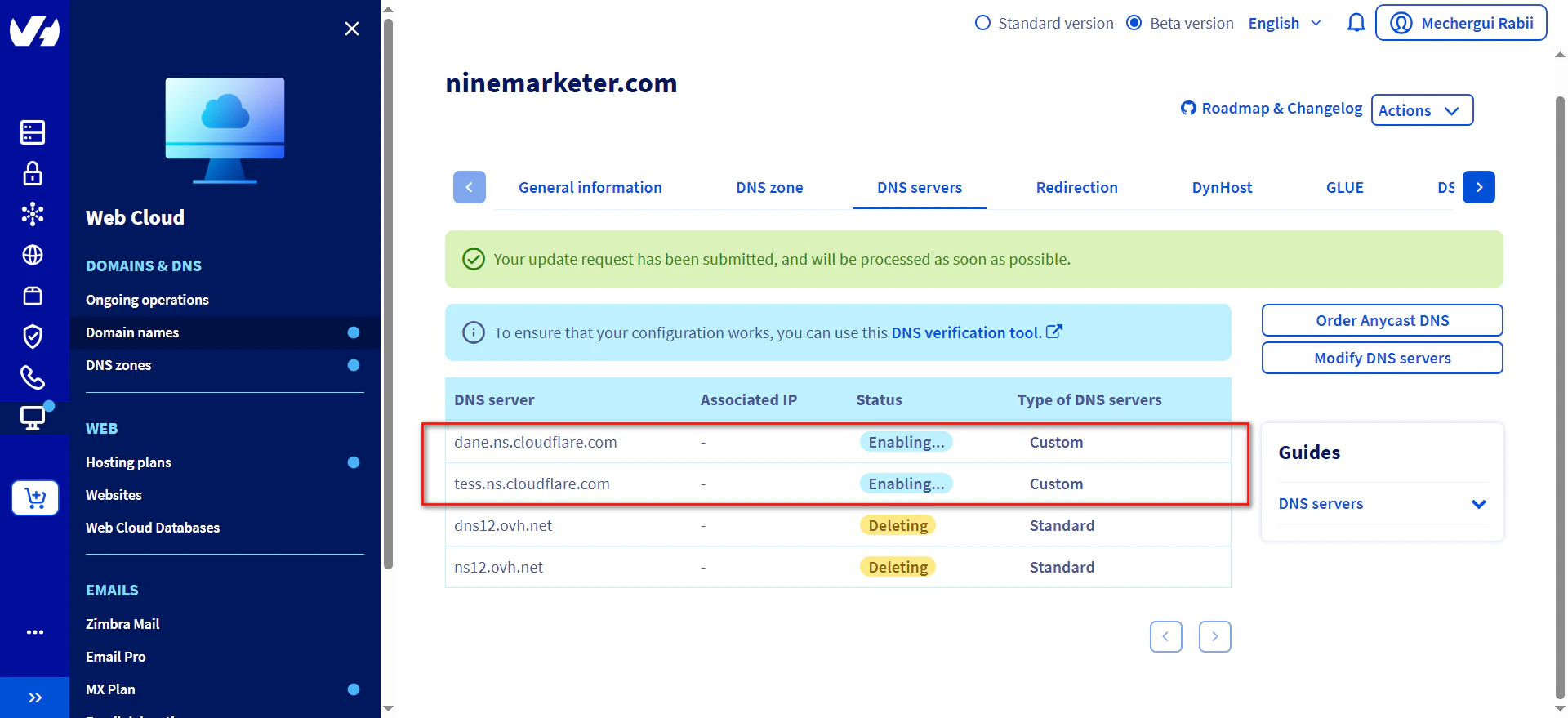 4- ovh change dns