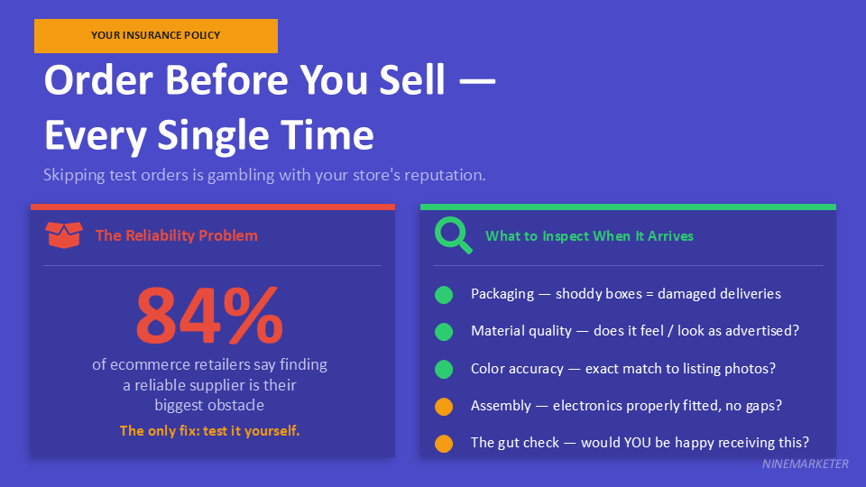 AliExpress Supplier Vetting Checklist: 10 Things to Check Before Ordering 31 Order Before You Sell — Every Single Time