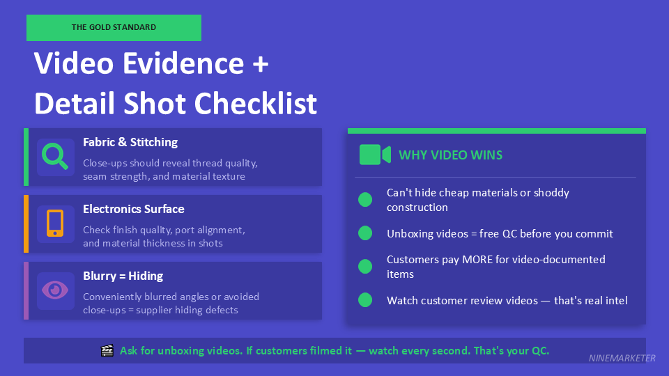 AliExpress Supplier Vetting Checklist: 10 Things to Check Before Ordering 15 Video Evidence Detail Shot Checklist