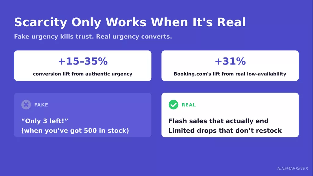 How to Write Product Ad Copy That Converts for Dropshipping Products 5 Adcopy Slide 2 Real Vs Fake Urgency