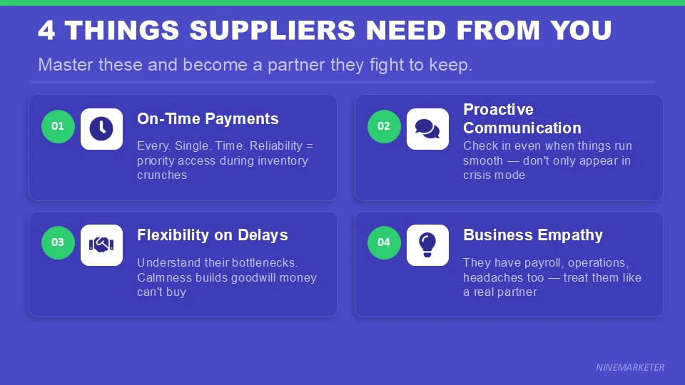 Building Long-Term Relationships with Dropshipping Suppliers for Better Terms 5 4 THINGS SUPPLIERS NEED FROM YOU