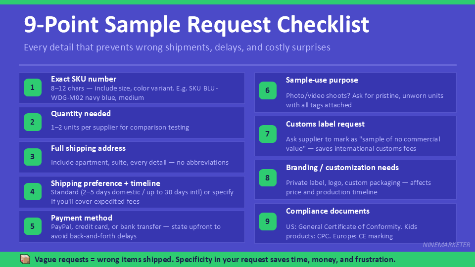 9 Point Sample Request Checklist