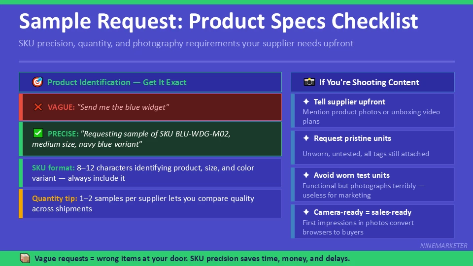 Sample Request Product Specs Checklist