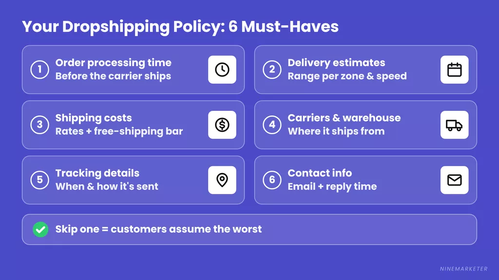 Dropshipping Shipping Policy Essential Elements